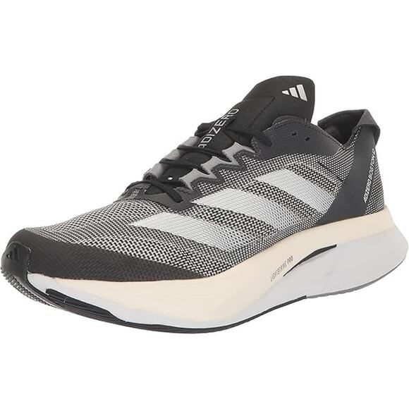 NWT Adidas Women's Adizero Boston 12 Sneaker, Black/White/Carbon-Sz 7.5